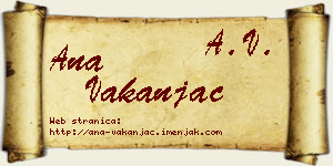 Ana Vakanjac vizit kartica